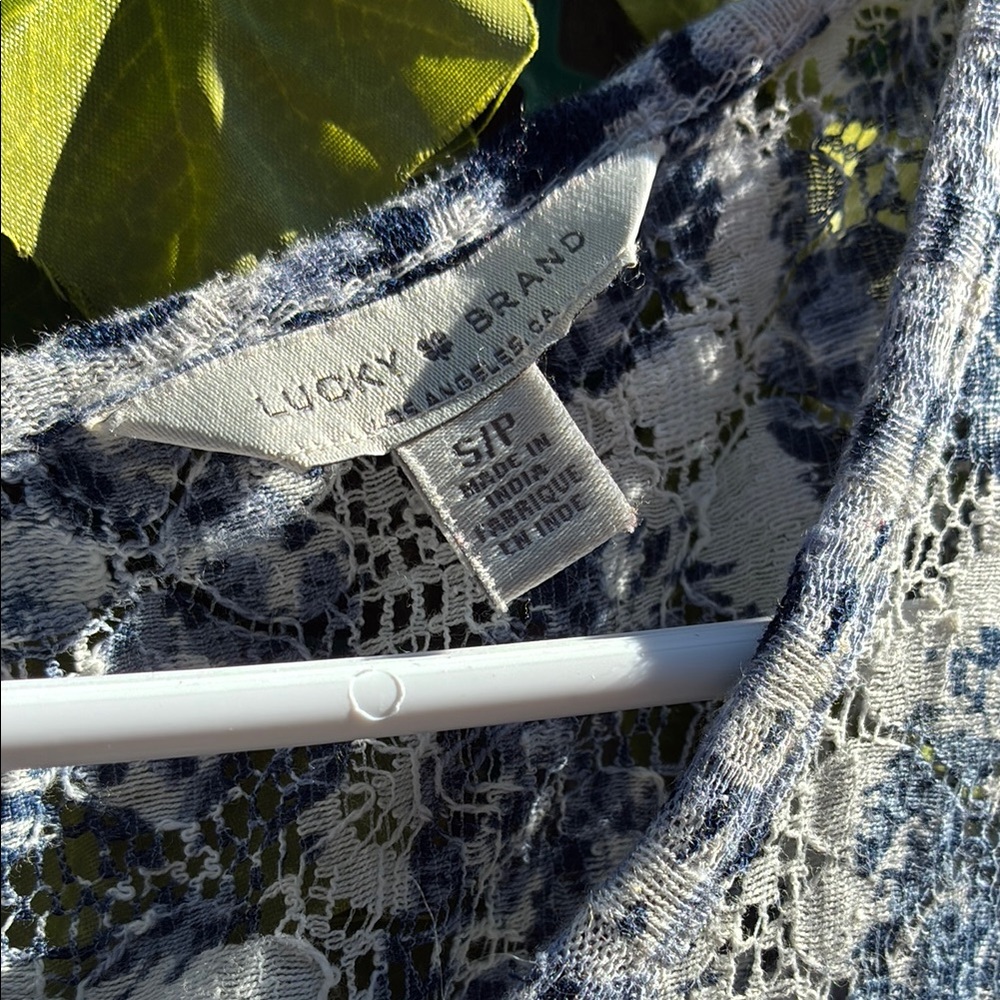 Lucky Brand Blue and White Ruffled Bell Sleeve Blouse - Picture 2 of 4